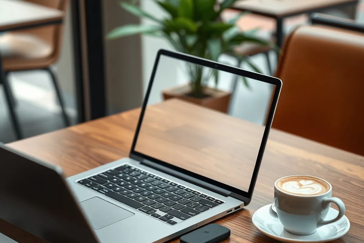 Laptop and external monitor set up for remote work